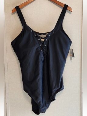 Nautica 3X Black One-Piece Swimsuit